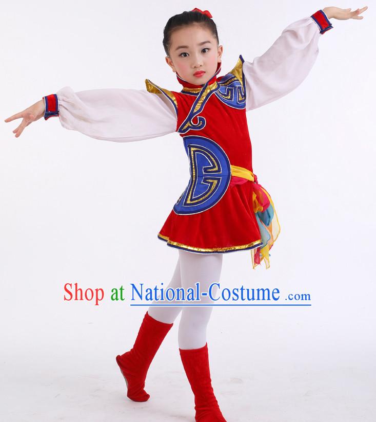 Chinese Competition Festival Dance Costumes Kids Dance Costumes Folk Dances Ethnic Dance Fan Dance Dancing Dancewear for Children