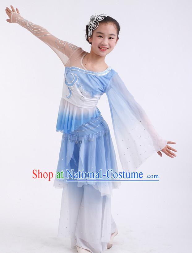 Chinese Competition Classical Dance Costumes Kids Dance Costumes Folk Dances Ethnic Dance Fan Dance Dancing Dancewear for Children