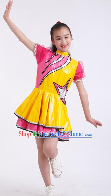 Chinese Competition Modern Dance Costumes Kids Dance Costumes Folk Dances Ethnic Dance Fan Dance Dancing Dancewear for Children