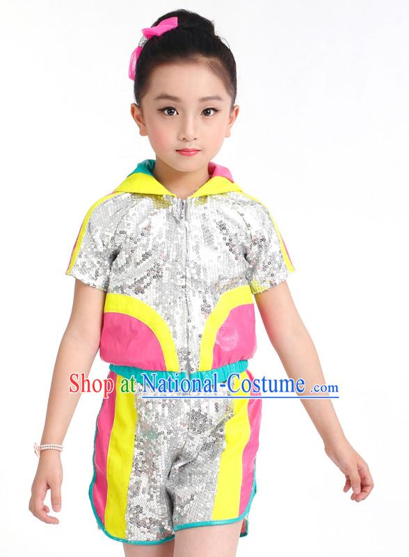 Chinese Competition Modern Dance Costumes Kids Dance Costumes Folk Dances Ethnic Dance Fan Dance Dancing Dancewear for Children