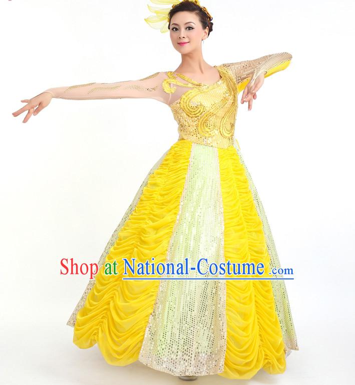 Chinese Competition Stage Dance Costumes Female Dance Costumes Folk Dances Ethnic Dance Fan Dance Dancing Dancewear for Women