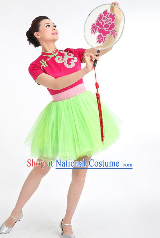 Chinese Competition Stage Dance Costumes Female Dance Costumes Folk Dances Ethnic Dance Fan Dance Dancing Dancewear for Women