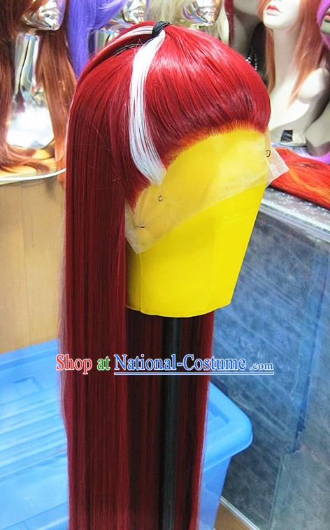 Chinese Traditional Swordsmen Wig Ancient Men Wigs Ladies Wigs Red White Wigs Male Lace Front Wigs Custom Hair Pieces