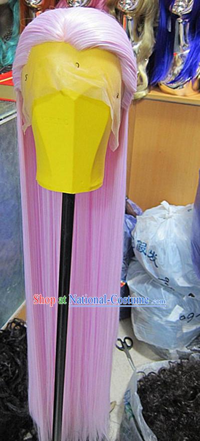 Chinese Traditional Swordsmen Wig Ancient Men Wigs Ladies Wigs Light Purple Wigs Male Lace Front Wigs Custom Hair Pieces