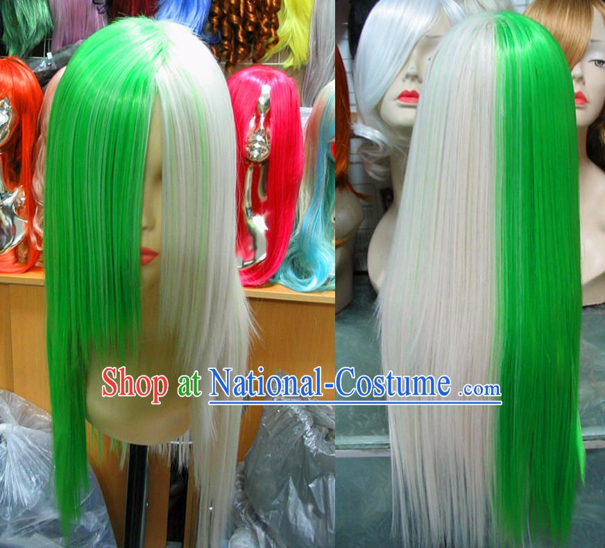 White Green Chinese Traditional Scholar Swordsmen Wig Ancient Knight Men Wigs Ladies Wigs Male Lace Front Wigs Custom Hair Pieces