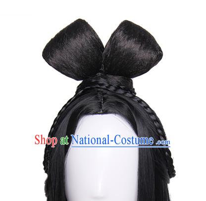 Traditional Chinese Princess Queen Empress Long Black Wigs