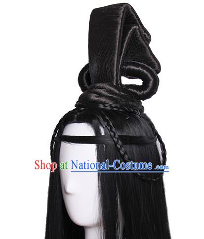 Traditional Chinese Princess Queen Empress Long Black Wigs