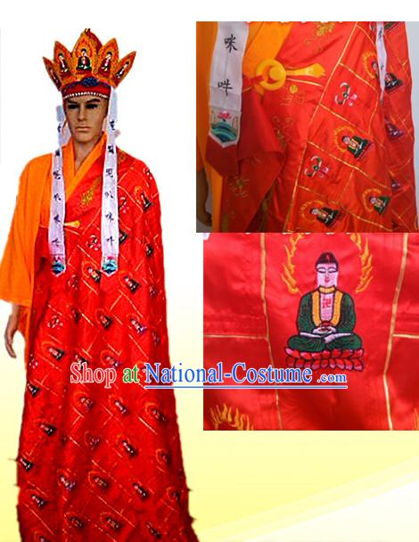 Ancient Chinese Tang Seng Monk Costumes and Hat Complete Set