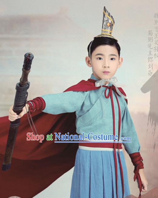 Ancient Chinese Emperor Clothing and Hat Complete Set for Children Kids