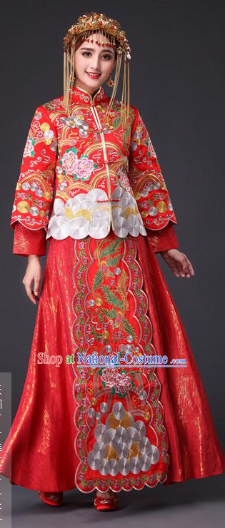 Traditional Chinese Red Wedding Dress for Brides