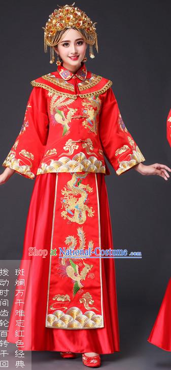 Traditional Chinese Red Wedding Dress for Brides