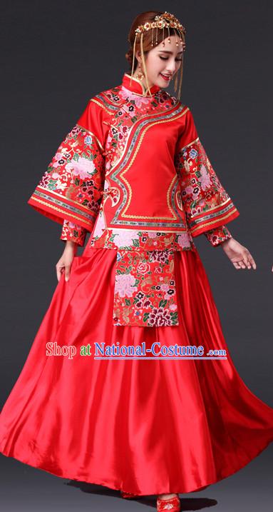 Traditional Chinese Red Wedding Dress for Brides