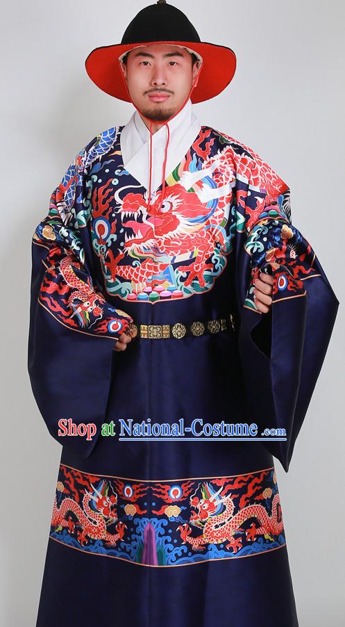 Ancient Chinese Wedding Bridal Clothing and Hat Complete Set for Men