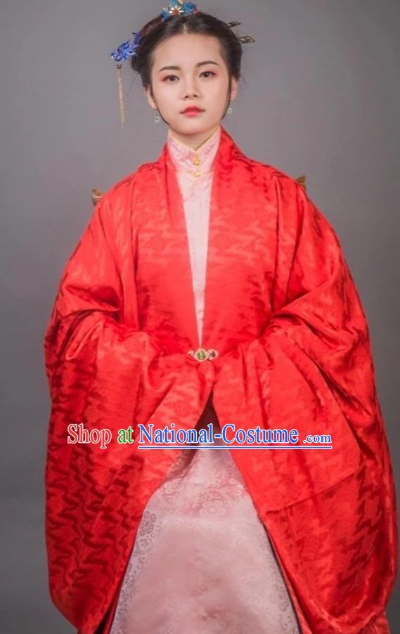 Ancient Chinese Wedding Bridal Clothing and Hat Complete Set for Women