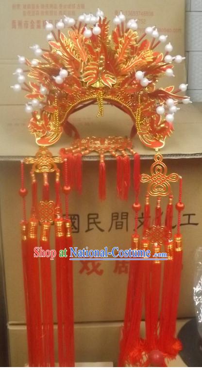 Chinese Headdress Opera Stage Performance Phoenix Crown Hat for Adults Kids Children Women Girls