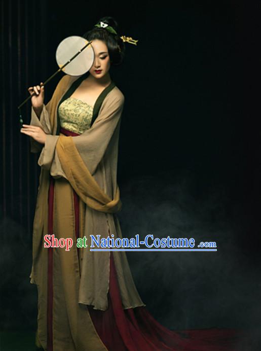 Asian Chinese Lady Hanfu Dress Costume Clothing Oriental Dress Chinese Robes Kimono and Hair Accessories Complete Set for Women Girls Adults Children