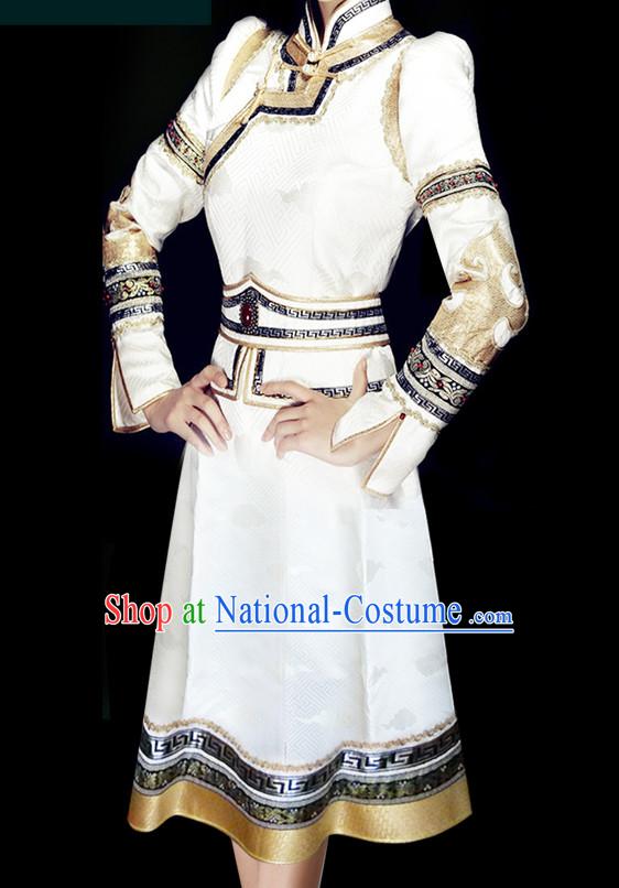 Mongolian People Yuan Dynasty Mongolians Dance Costumes Queen Princess Empress Clothing Clothes Garment Complete Set for Women Girls