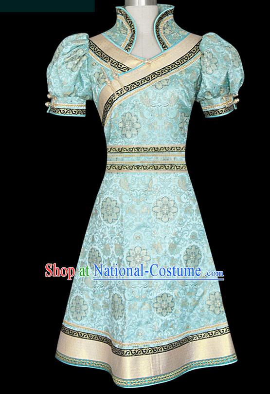 Mongolian People Yuan Dynasty Mongolians Dance Costumes Queen Princess Empress Clothing Clothes Garment Complete Set for Women Girls