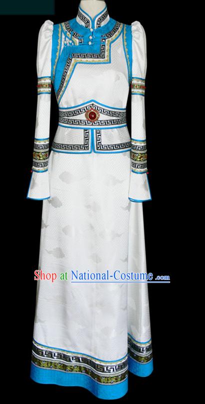 Mongolian People Yuan Dynasty Mongolians Dance Costumes Clothing Clothes Garment Complete Set for Women Girls