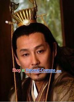 Ancient Asian Chinese Headdress Oriental Headwear Emperor Hat for Men Boys