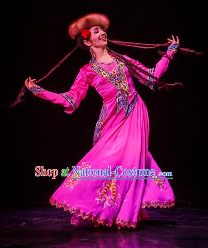 Chinese Traditional Xinjiang Dance Costumes Complete Set for Women or Gilrs