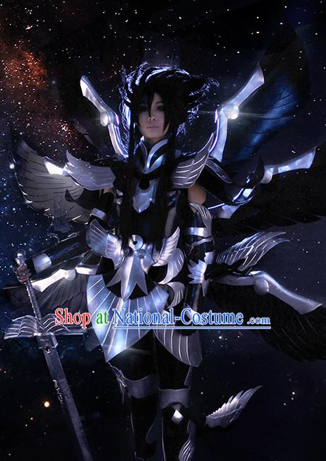 Chinese Superhero Armor Cosplay Costumes Accessories and Hat Complete Set for Men and Adults