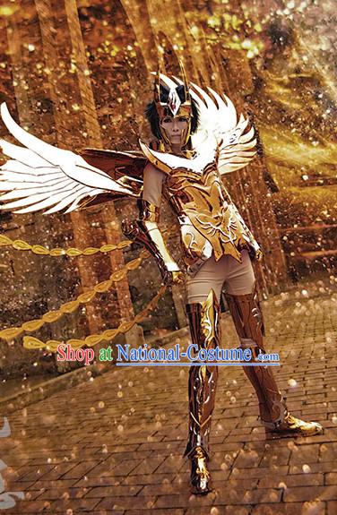 Chinese Superhero Cosplay Armor Costumes and Hat Complete Set for Men