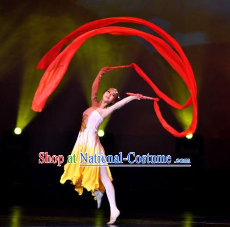 Traditional Red Silk Dance Ribbon Pair