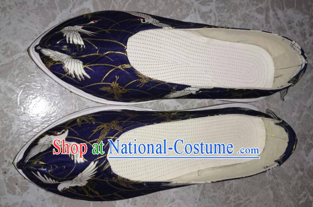 Handmade Chinese Ancient Crane Pattern Princess Shoes for Women and Girls