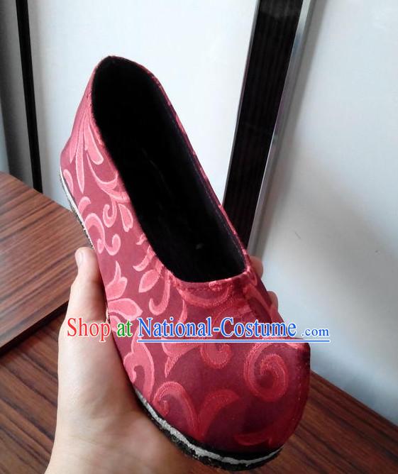 Chinese Ancient Handmade Traditional Bow Fabric Shoes for Women and Girls