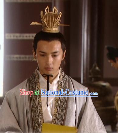 the Tang Dynasty Hairstyles Black Long Wigs and Prince Coronet for Men