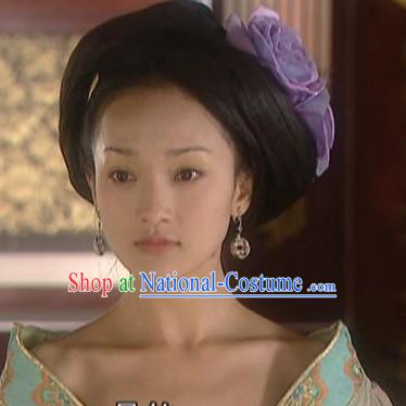 the Tang Dynasty Hairstyles Palace Tai Ping Princess Black Long Wigs and Hair Accessories for Women