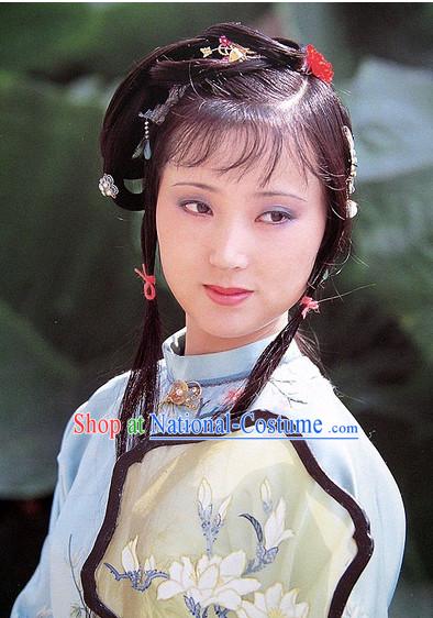 Dream of Red Chamber Lin Daiyu Black Long Wigs for Women or Girls