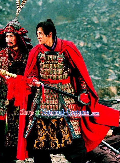 Asian Chinese Traditional General Warrior Body Armor Costumes and Mantle Complete Set for Men or Boys