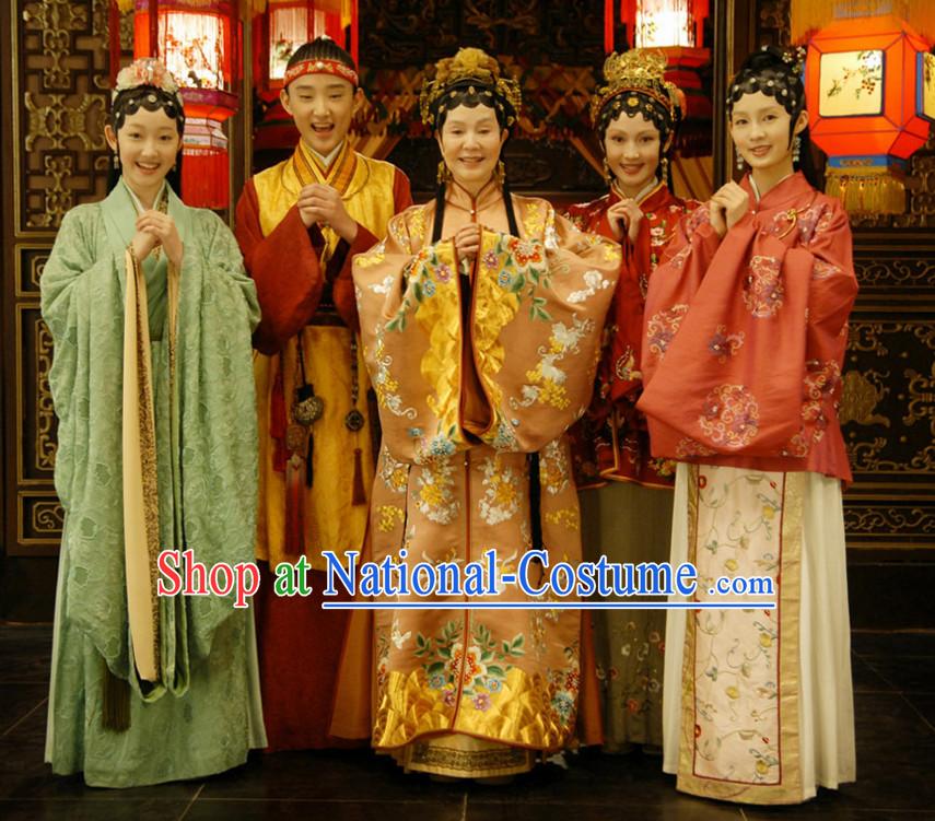 Hong Lou Meng Great Drama Ancient Chinese Traditional National Hanfu Dress Costumes Clothes Ancient China Clothing for Five People