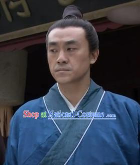 Ancient Chinese Male Black Long Wigs and Headbands for Men or Boys