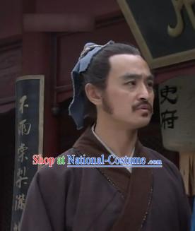 Ancient Chinese Male Black Long Wigs and Headbands for Men or Boys