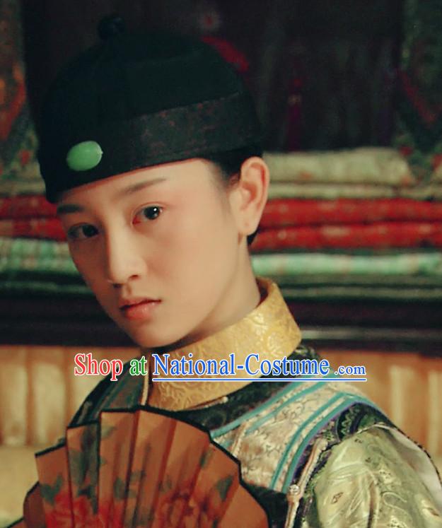 Ancient Chinese Male Black Hat Traditional Landlord or Nobleman Headwear for Men or Boys