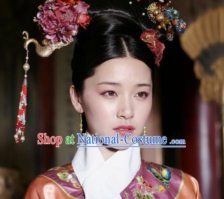 Qing Dynasty Traditional Chinese Imperial Palace Traditional Princess Headwear Headgear Hair Accessories Headdress for Women Girls