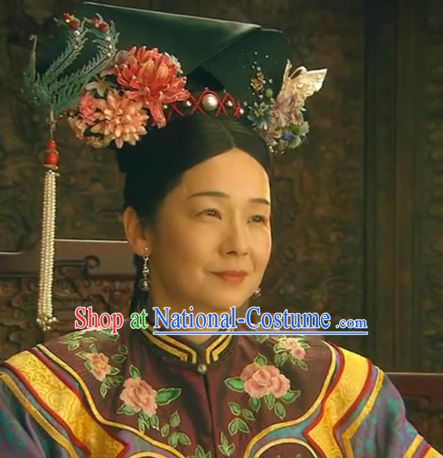 Qing Dynasty Traditional Chinese Imperial Palace Traditional Queen Hat Headwear Headgear Hair Accessories Headdress for Women Girls