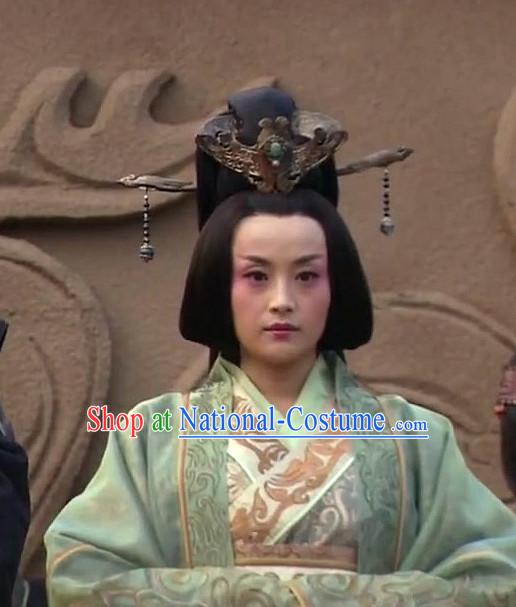 Ancient Traditional Chinese Han Dynasty Style Empress Black Long Wig Wigs and Headpieces for Women Girls