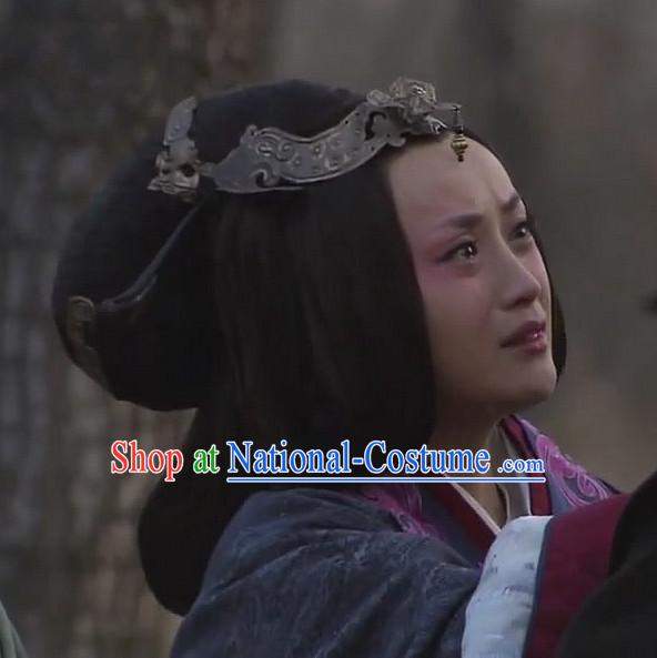 Ancient Traditional Chinese Han Dynasty Style Empress Black Long Wig Wigs and Headpieces for Women Girls