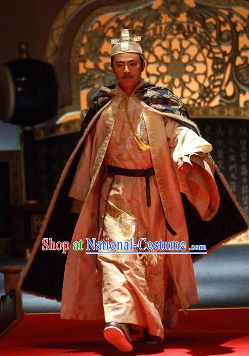 Chinese Ancient Emperor Hanfu Dress Authentic Clothes Culture Costume Han Dresses Traditional National Dress Clothing and Headdress Complete Set