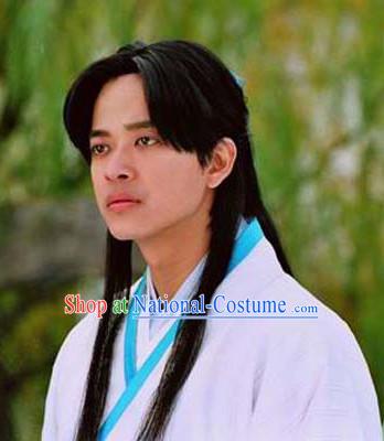 Ancient Chinese Style Long Black Wig for Men and Boys