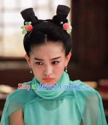 Ancient Chinese Traditional Style Cute Girl Black Wigs for Women Girls