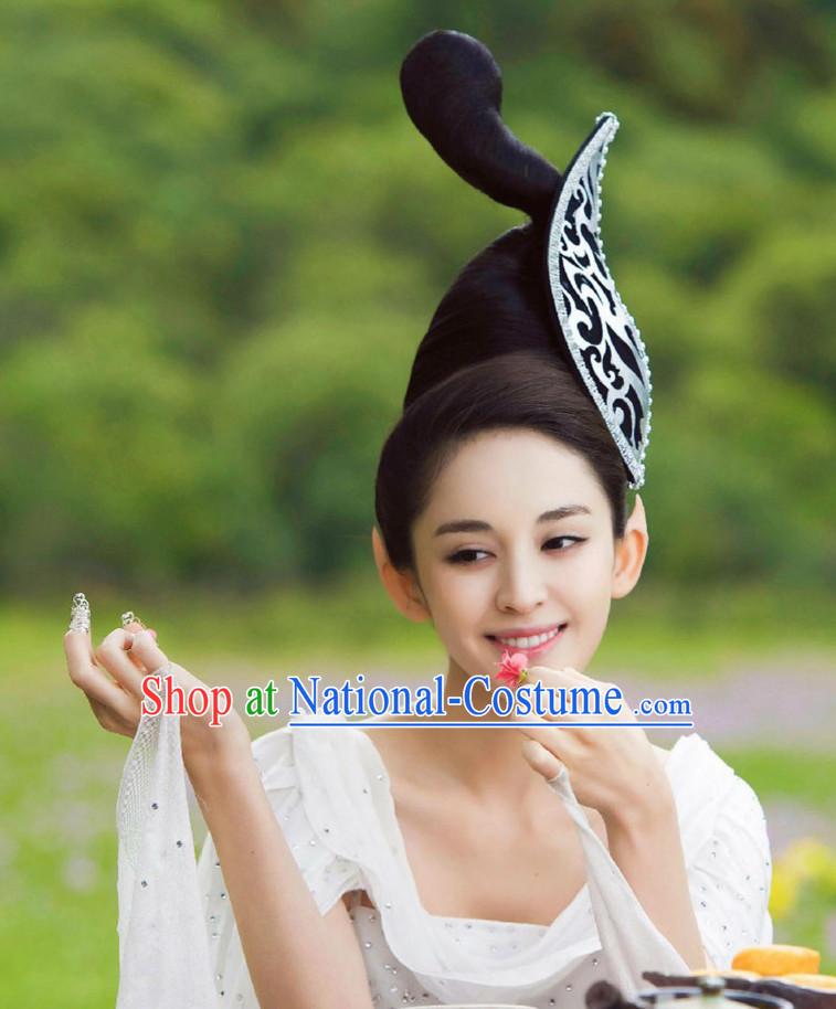 Ancient Chinese Traditional Style Fairy Black Wigs and Hairpins for Women Girls