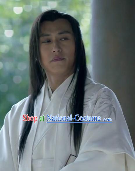 Ancient Chinese Traditional Style Long Black Hair Wigs for Young Men