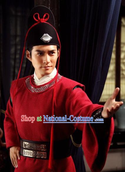 Ancient Chinese Style Policeman Costumes Dress Authentic Clothes Culture Han Dresses Traditional National Dress Clothing and Headdress Complete Set