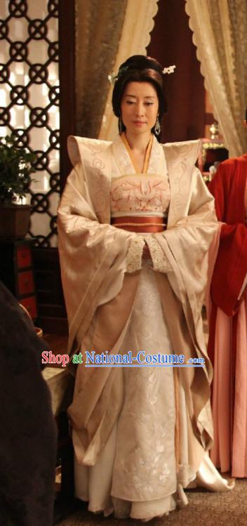 Ancient Chinese Style Palace Princess Costume Dress Authentic Clothes Culture Han Dresses Traditional National Dress Clothing and Headdress Complete Set