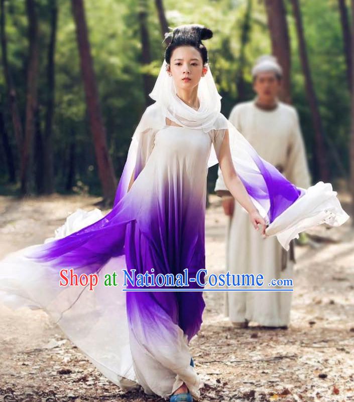 Ancient Chinese Style Fairy Hanfu Costumes Dress Authentic Clothes Culture Han Dresses Traditional National Dress Clothing and Headpieces Complete Set